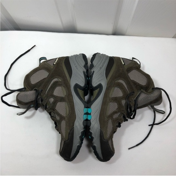 Columbia Omni Tech BL3638365 Leather Mesh Green Grey Women Hiking Boots 7 - Picture 5 of 9